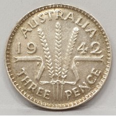 AUSTRALIA 1942 . THREEPENCE . MELBOURNE . KEY DATE . VERY SCARCE